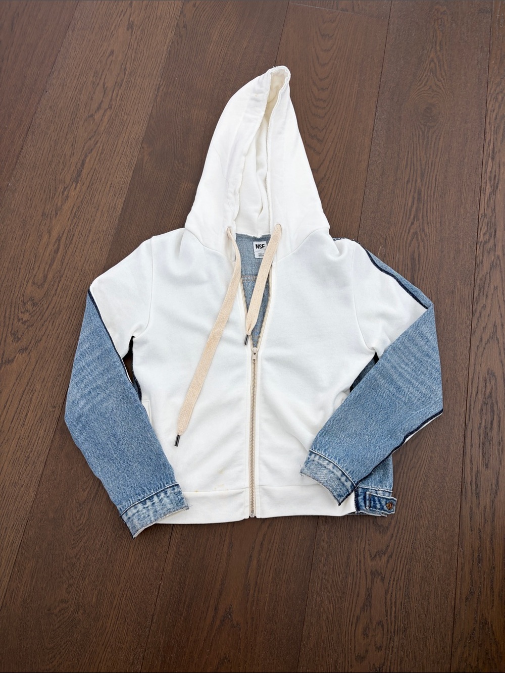 NSF HOODED DENIM SWEATSHIRT JACKET SMALL